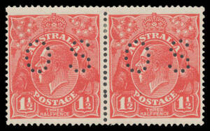 PENNY-HALFPENNY RED: Punctured 'OS' BW #90ba horizontal pair, lightly mounted, Cat $300+.