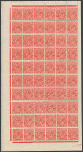 PENNY-HALFPENNY RED: Plate 1a Punctured 'OS' complete sheet of 120 (12x10) with listed varieties BW #91bb(1a)d - both positions - e & f plus Plate Dot block of 4 & Mullett Imprint #91(1a)z & za, generally well centred, a bit aged with some minor toning & 