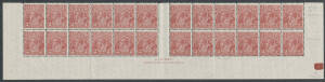 TWO PENCE BROWN: Electro 16 gutter block of 24 (12x2) with listed varieties BW #98(16)r & ua but before appearance of #98(16)la & m, AJ Mullett Imprint, unmounted, Cat $2250++ (mounted).