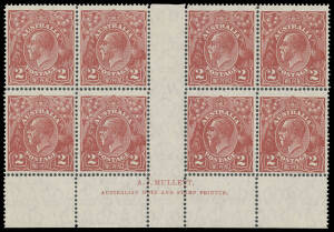 TWO PENCE BROWN: AJ Mullett Imprint block of 8 [4x2), very lightly mounted, Cat $800.