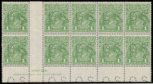 ONE PENNY GREEN: Plate 1 John Ash Imprint block of 10 (5x2) BW #81(1)z including four Die I-Die II pairs, two Die II units affected by light vertical crease, the other two Die II units are unmounted, Cat $1350++.