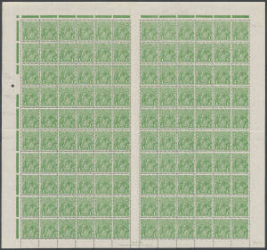 ONE PENNY GREEN: Plate 1 complete sheet of 120 (12x10) with twenty Die I-II Pairs BW #81(1)ia & John Ash ('N' over 'N') Imprint #81(1)zb, generally well centred, unmounted, Cat $3000++.