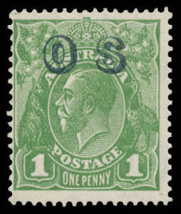 ONE PENNY GREEN: Overprinted 'OS' with the Watermark Inverted BW #82(OS)a, very lightly mounted, Cat $2500.