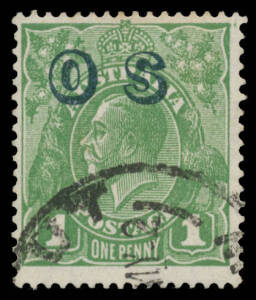 ONE PENNY GREEN: Overprinted 'OS' with the Watermark Reversed BW #82(OS)aa, Cat $2500.