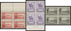 Commeoratives duplicates & remainders with Canberra including Plate Number '5' block of 4 (no side margin) & single on Opening of Parliament real photo PPC; Airmail Plate Number '1' block of 4, two imprint blocks of 4 & a booklet pane of 4; Swan complete 