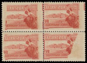 VARIETIES: Block of 4 with Strong "Offset" - slightly misplaced - 100% on three units & 80% on the other unit, unmounted. Dramatic!