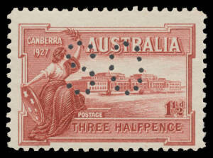 PUNCTURED 'OS': Mint singles x2, CTO singles x2 & block of 4, mint single with 'OS' Inverted (illustrated by Geoff Kellow at page 67), corner block of 6 with 'OS' Omitted from Two Units (illustrated by Geoff Kellow at page 67), and a well-centred example 