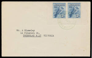 "MINIATURE SHEETS": Lower-half of a sheetlet tied to cover with Exhibition imprint on the flap by a characteristically light but clear strike of the Exhibition cds of 29OC28 in green (First Day of Issue) BW #133MSwa. The only example we have seen of the v