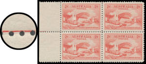 PLATE DOTS: Recess 2d red two marginal blocks of 4 from the left of the sheets, the first with One Plate Dot BW #146z (Cat $400), the other with the horizontal line but the Plate Dot Omitted (unlisted), both very lightly mounted. (2 blocks)