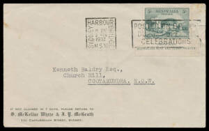 COVERS: 2d 3d & 5/- (with full imprint) tied to separate covers by the commemorative slogan cancel, a couple of minor blemishes. (3 covers)