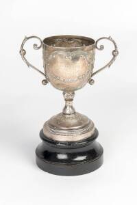 HAY RIFLE CLUB, silver cup, hallmarked Birmingham, Hilliard & Thomason, 1878, engraved "Presented by Capt J.W.Scully to Hay Rifle Club", 25cm tall.