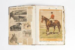 SCRAPBOOK, c1908-55, with press clippings including Phar Lap in Agua Caliente & death of Phar Lap; also autographs including Warwick Armstrong, Albert Cotter, Syd Gregory & Monty Noble.