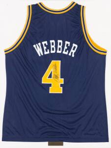 CHRIS WEBBER, signature on Golden State Warriors basketball singlet, framed & glazed, overall 71x92cm. With CoA.