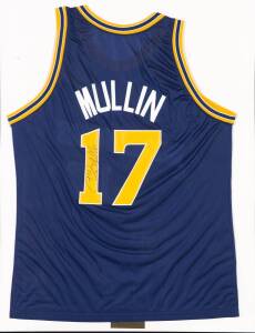 CHRIS MULLIN, signature on Golden State Warriors basketball singlet, framed & glazed, overall 71x92cm. With CoA.
