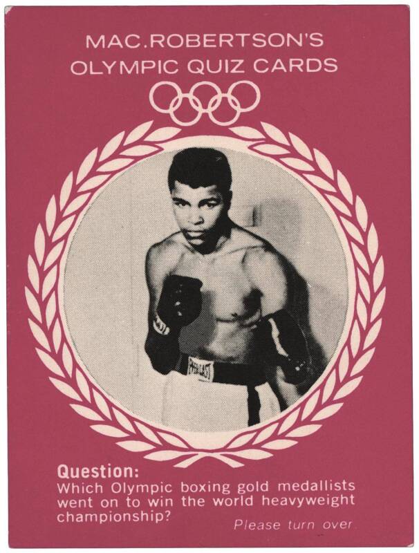 c1964 MacRobertson's Olympic Quiz Card featuring Cassius Clay.