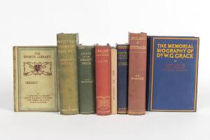 CRICKET BOOKS, noted "The Memorial Biography of Dr W.G.Grace" by Lord Hawke, Lord Harris & Home Gordon [London, 1919]; "England v Australia" by P.F.Warner [London, 1912]; "Recovering The Ashes - An Account of the Cricket Tour in Australia 1911-12" by J.B.