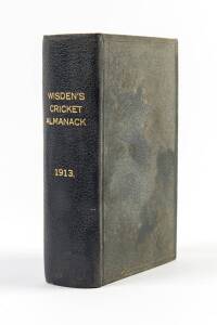 "Wisden Cricketers' Almanack for 1913", rebound in black cloth, preserving original wrappers. Fair/Good condition.