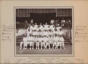 1927 AUSTRALIAN TEAM (W.A.S.Oldfield's XI Tour of Malaya & Singapore), team photograph, signed on mount by team, 11 signatures - Charles Macartney,&nbsp;Sam Everett,&nbsp;Edward Adams, J.P.Sullivan,&nbsp;&nbsp;E.F.Rofe,&nbsp;Mick Bardsley,&nbsp;Herbert Gamble,&nbsp;Bill Woodfull, Bert Oldf