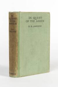 "In Quest of the Ashes" by Douglas Jardine [London, 1933], with 27 signatures including J.B.Hobbs, Walter Hammond & Freddie Brown. Fair condition.