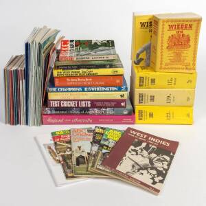 BALANCE OF CRICKET LIBRARY, c600 items, noted books, tour guides, Wisdens (9), magazines, ephemera. Inspection will reward.