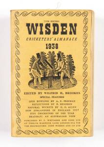 "Wisden Cricketers' Almanack for 1938", limp yellow cloth. Fair/Good condition.