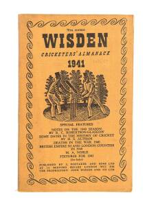 "Wisden Cricketers' Almanack for 1941" , buff linen covers. Good condition. Scarce wartime issue.