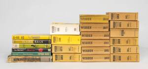 WISDENS & CRICKET BOOKS: "Wisden Cricketers Almanack" (16) for 1951, 1957-59, 1961-70, 1998 & 2003; plus cricket books (6) including "The Paddock That Grew" by Dunstan [Melbourne, 1962] & "Cricket for South Africa" by Jackie McGlew [London, 1961]. Fair/Go