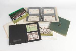 CRICKET STAMPS & COVERS: Collection in 14 albums, noted stamps, covers, FDCs, postmarks & signed covers, including Wisden Cricketers of the Century. Inspection will reward.