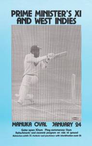 1984 poster "Prime Minister's XI v West Indies" showing Viv Richards, size 37x58cm.