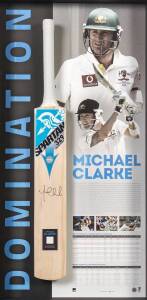 MICHAEL CLARKE, "Domination" display, comprising signature on "Spartan 329" cricket bat, mounted in display case, framed & glazed, overall 59x112cm. Limited edition 93/329, with CoA.
