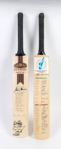 SIGNED CRICKET BATS, noted 2001 Prime Ministers XI v ATSIC Chairman's XI, full size Cricket Bat with 28 signatures including John Howard (Prime Minister), Steve Waugh, Mitchell Johnson, Jason Gillespie, Anthony Mundine & Nova Peris; plus 2000&nbsp;Prime Minist