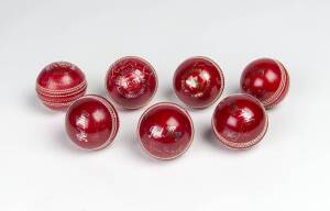 SIGNED CRICKET BALLS, noted Anil Kumble, Merv Hughes, Glenn McGrath, Wasim Akram, Allan Donald, Dennis Lillee & Kapil Dev.