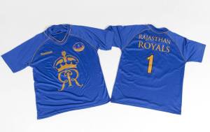 RAJASTHAN ROYALS number "1" shirts (2). [The Rajasthan Royals won the inaugural edition of the IPL under the captaincy of Shane Warne, despite being written off as a title contender by the media and fans].