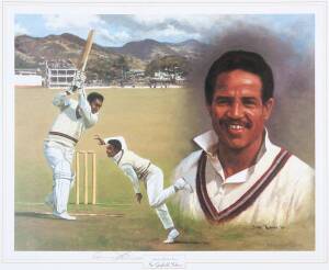 "Legends of Cricket Series - Sir Garfield Sobers" by Dave Thomas,&nbsp;size 57x51cm.. Wholesale quantity -&nbsp;signed by Gary Sobers (c330) & unsigned (c180).&nbsp;