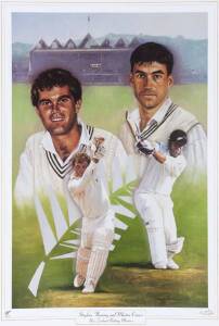 "Stephen Fleming and Martin Crowe: New Zealand Batting Masters" by Dave Thomas, size 42x58cm. Wholesale quantity (c440).