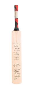 1960 FIRST TIED TEST, BRISBANE: Full size Cricket Bats each with 15 original signatures - Australians Richie Benaud, Colin McDonald, Ian Meckiff, Alan Davidson, Norm O'Neill, Bob Simpson, Lindsay Kline & Neil Harvey; plus West Indians Gary Sobers, Rohan K