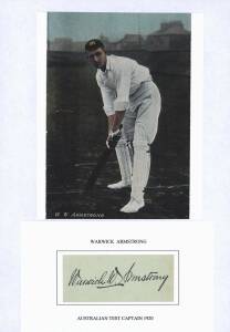 WARWICK ARMSTRONG, nice bold signature on piece. [Warwick Armstrong played 50 Tests 1901-21 including 10 as Australian captain. Australian Test Player No.80].