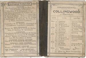 COLLINGWOOD: 1898 Member's Season Ticket, No.267, with Fixture List. Inside Good, though covers only Fair.