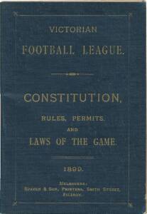 'Victorian Football League. Constitution, Rules, Permits and Laws of the Game. 1899" [Melbourne, 1899]. G/VG condition.