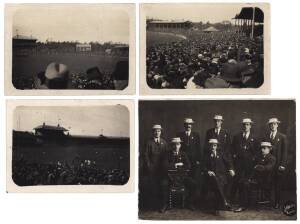 COLLINGWOOD: Group of historic photographs/pictures, noted photo of group of players & officials at Brisbane 1914 wearing "Magpie" straw boater hats; snapshots (4) of 1919 Finals; reprinted photos of 1896 (2) & 1901 teams; also unidentified team photo.