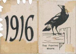 COLLINGWOOD: 1916 Member's Season Ticket, No.217, with Fixture List & hole punched for each game attended. Fair/G (some cover faults).