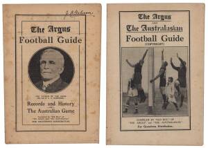 "The Argus Football Guide" by 'Old Boy' [Melbourne, 1930] & "The Argus & The Australasian Football Guide" by 'Old Boy' [Melbourne, 1931] . Fair condition.