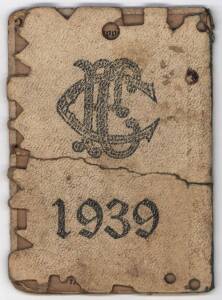 COLLINGWOOD: 1939 Member's Season Ticket, with Fixture List & hole punched for each game attended. Fair condition.