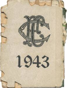 COLLINGWOOD: 1943 Member's Season Ticket, with Fixture List & hole punched for each game attended. Fair condition.