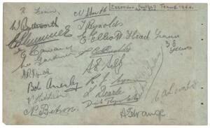 ESSENDON: Autograph page with 19 pencil signatures of 1944 team, noted Dick Reynolds & Bill Hutchison.