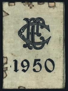 COLLINGWOOD: 1950 Member's Season Ticket, with Fixture List & hole punched for each game attended. Fair/G condition.