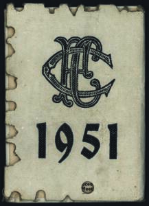 COLLINGWOOD: 1951 Member's Season Ticket, with Fixture List & hole punched for each game attended. Good condition.