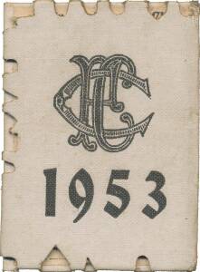 COLLINGWOOD: 1953 Member's Season Ticket (Premiership Year), with Fixture List & hole punched for each game attended. Good condition.