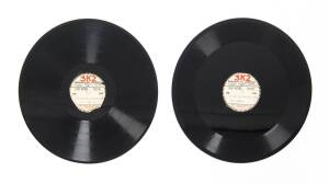 COLLINGWOOD: Two 78rpm records produced by 3KZ containing the 1953 Grand Final dressing room celebrations. During the recording Jock McHale announces that John Wren has given the player 500 Pounds in honour of their victory.