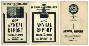 COLLINGWOOD: Collection of Annual Reports (24) between 1953 & 1994; plus Collingwood Old Players' Association 1st Annual Report 1950. Fair/VG.